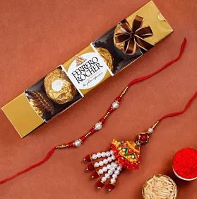 Attractive Bhaiya Bhabhi Rakhi And 4 Pcs Ferrero Rocher