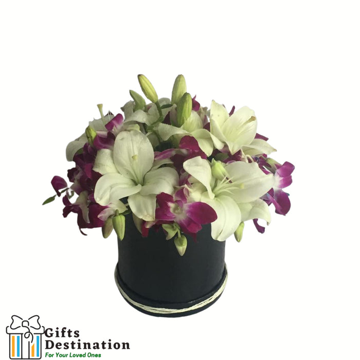 Orchids and White Lilies box