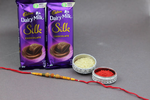 Rudraksh Rakhi with Dairy Milk - Silk