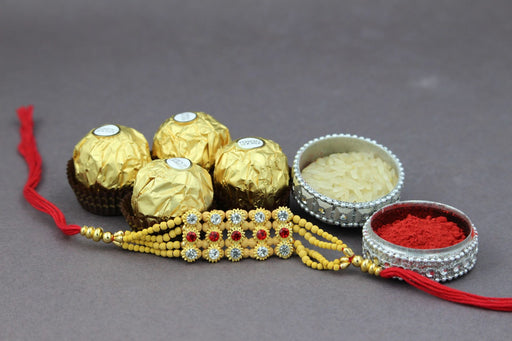 15 Beads Rakhi With Ferrero Rocher