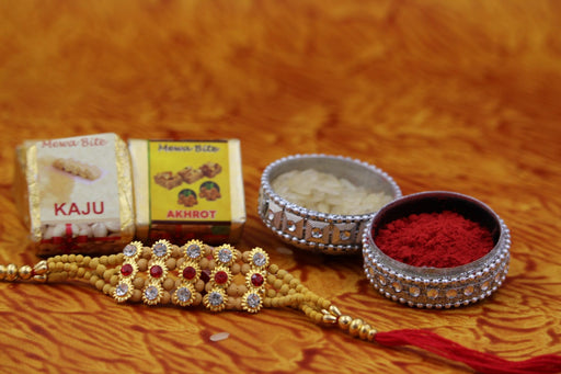 15 Beads Rakhi With Mewa Bite