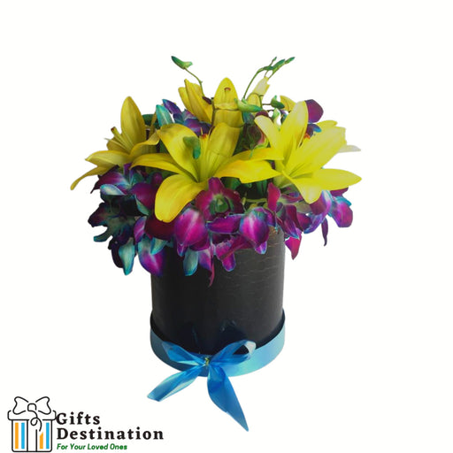 Orchids and Yellow Lilies box