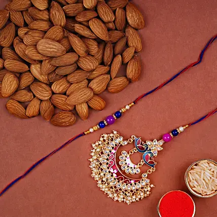 Meenakari Rakhi Set With Almonds