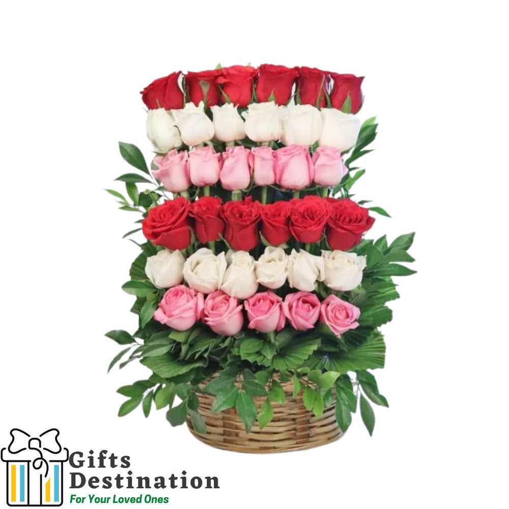Multi Colour Roses Basket