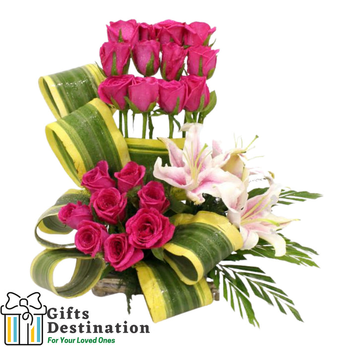 Roses and Lily Arrangement