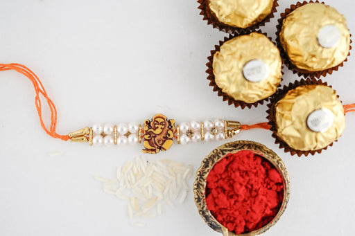 Beads Rakhi - Ganesha and Colourful Beads Rakhi with Ferrero Rocher