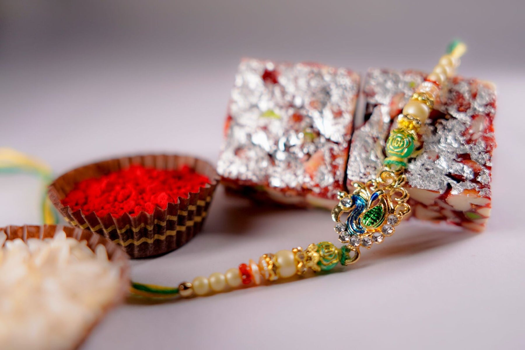 Fig Burfi  with Unique Beads Rakhi