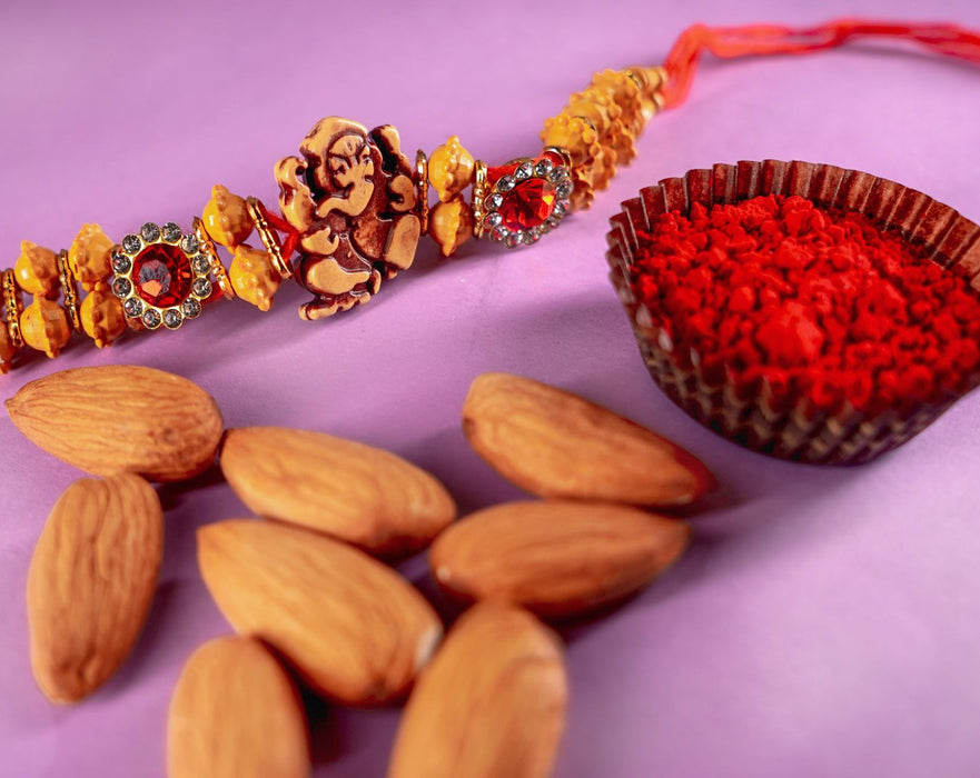 Royal Ganesha rakhi with Almonds