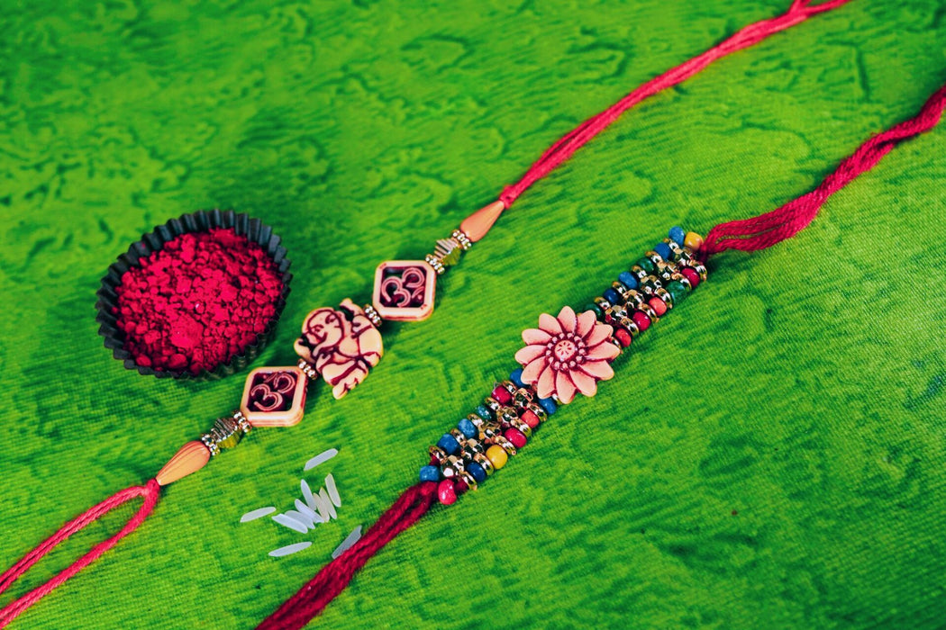 Beads Rakhi - Ganesha Rakhi & Beads Rakhi Floral