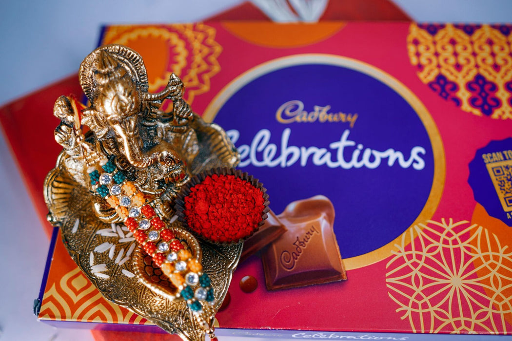 Colorful Beads Rakhi with Celebration Box
