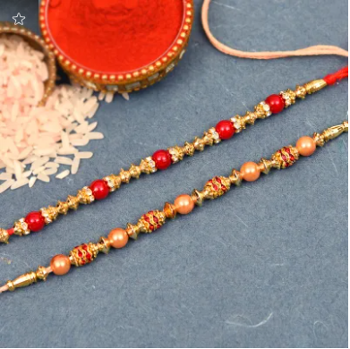 Set of 2 Beads & Pearl Rakhi