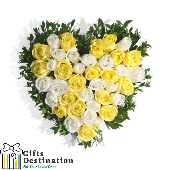 Yellow And White Roses Arrangement