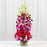 Purple Orchids and Red Roses vase arrangement